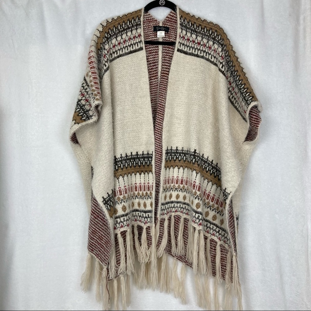 Jessica Simpson Women’s Poncho Southwest Print Fringe Wrap Soft Warm OS